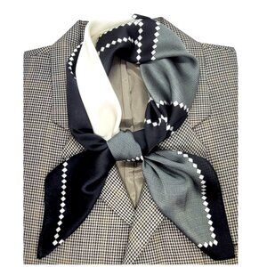 ✨Luxury Elegant Bandana Square Scarf Silky Satin Grey Beige Neutral Geometric